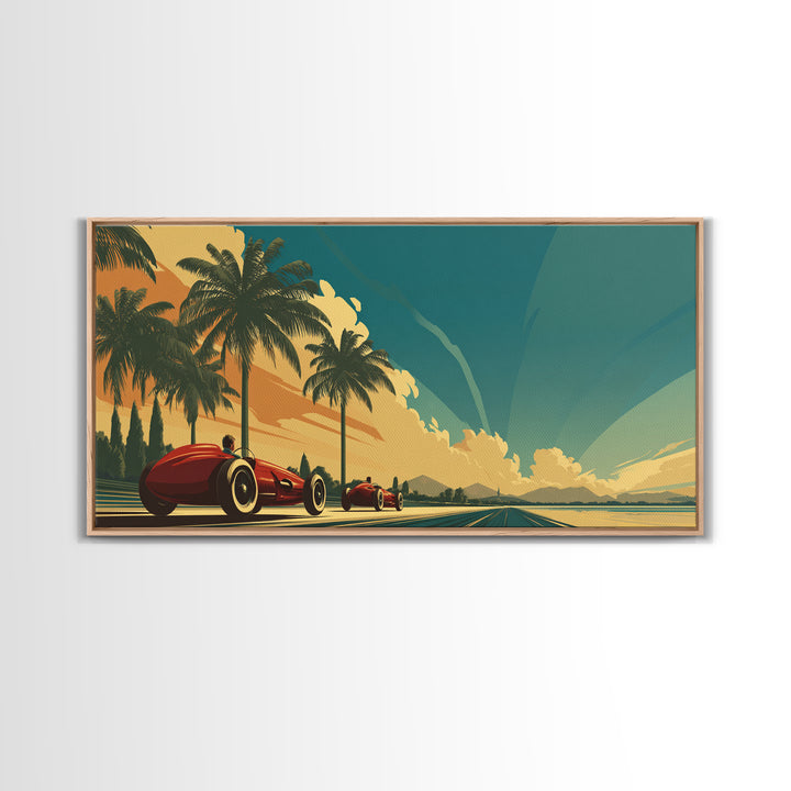 Retro Racing Car Game Poster Without Text Framed Canvas Print, Game Room Art, Luxury Decor, Game Room Decor, Fine Art, Play, GRA-2x1-8