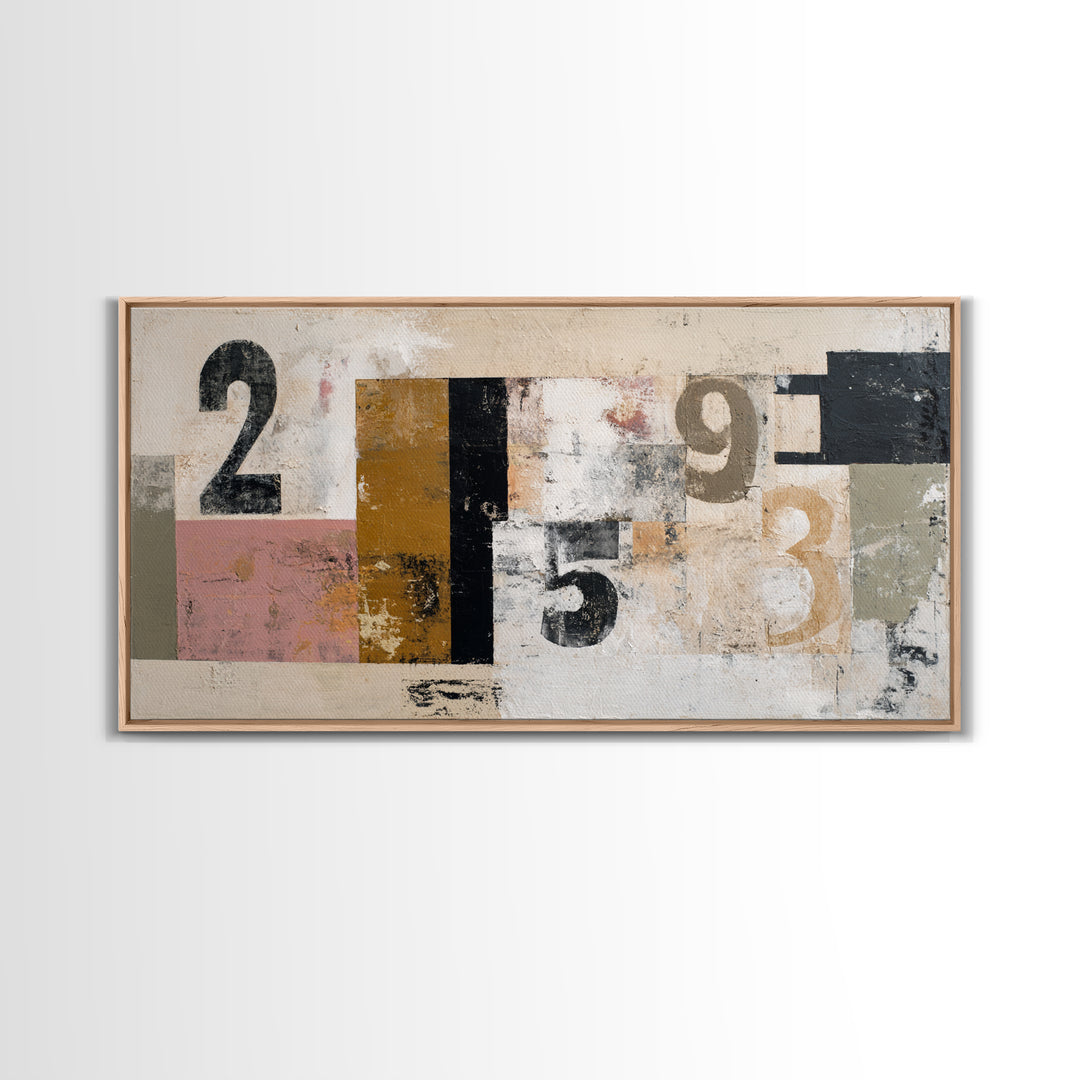 Scoreboard Numbers as Abstract Design Framed Canvas Print, Game Room Art, Wall Art Set, Game Room Decor, Fine Art, Play, GRA-2x1-92