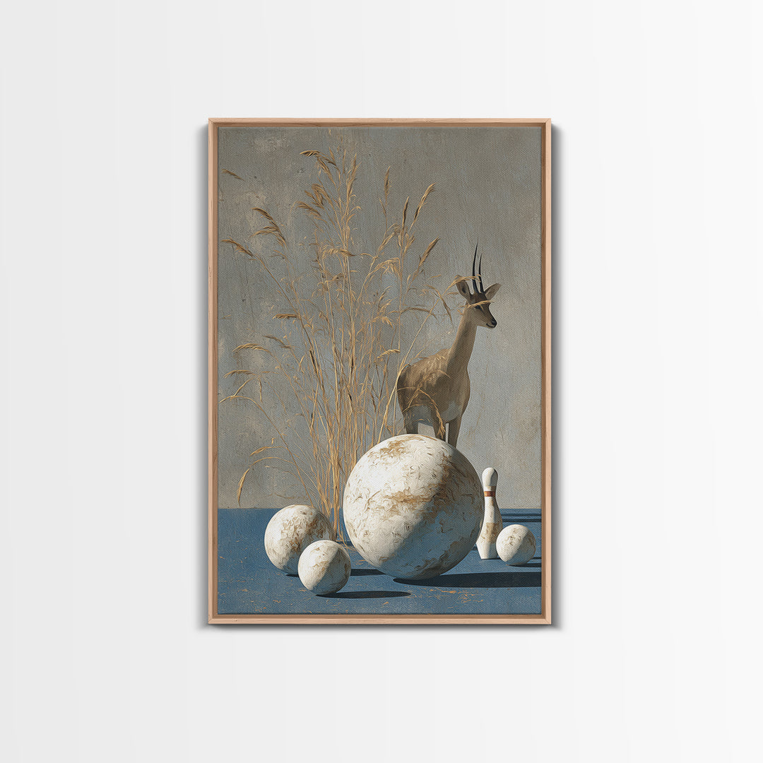 Bowling Ball and Pins Framed Canvas Print, Game Room Art, Textured Painting, Game Room Decor, Fine Art, Play, New Home Gift, GRA-2x3-46