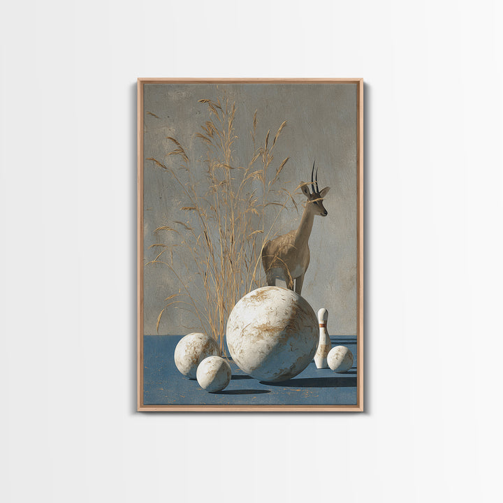 Bowling Ball and Pins Framed Canvas Print, Game Room Art, Textured Painting, Game Room Decor, Fine Art, Play, New Home Gift, GRA-2x3-46