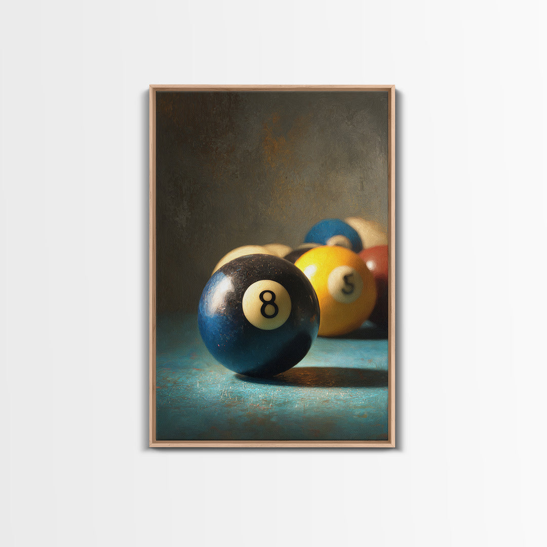 Billiards Eight Ball Canvas Print, Game Room Art, Original Art, Game Room Decor, Play, Trendy Wall Art, Masculine Wall Art, GRA-2x3-82