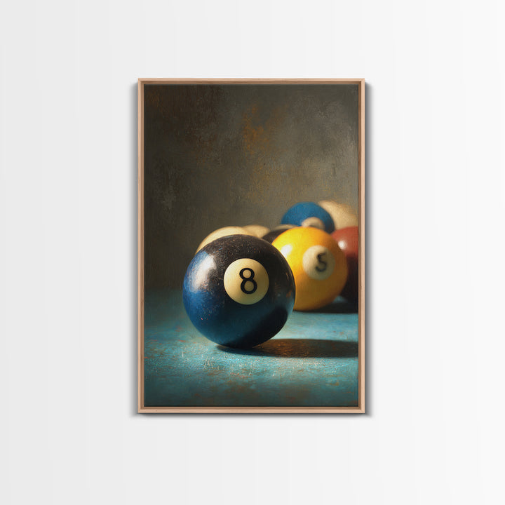 Billiards Eight Ball Canvas Print, Game Room Art, Original Art, Game Room Decor, Play, Trendy Wall Art, Masculine Wall Art, GRA-2x3-82