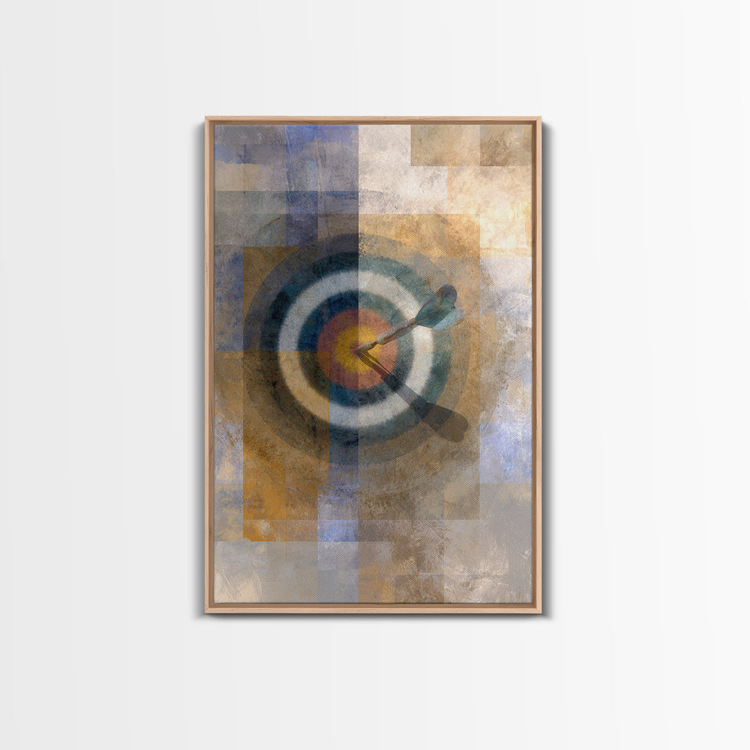 Dartboard Bullseye with Dynamic Motion Framed Canvas Print, Game Room Art, Canvas Art, Game Room Decor, Fine Art, Play, GRA-2x3-88