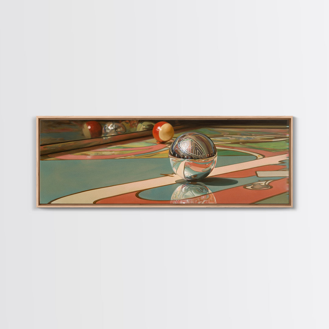 Pinball Silver Ball Canvas Print, Game Room Art, Modern Wall Art, Game Room Decor, Fine Art, Play, Unique Home Decor, GRA-3x1-13
