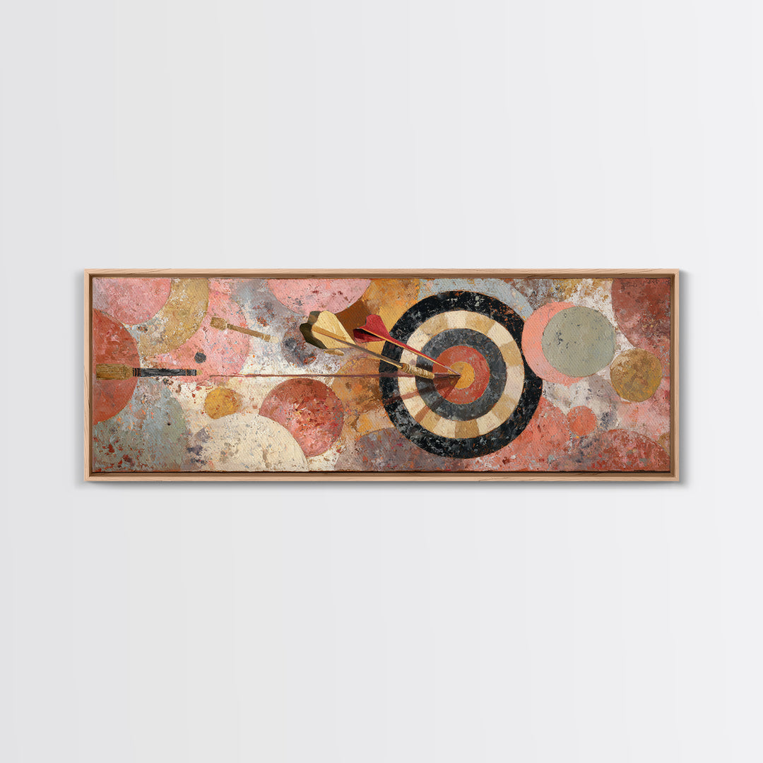 Dartboard Bullseye with Dynamic Motion Canvas Print, Game Room Art, Art Print, Game Room Decor, Fine Art, Play, Canvas Art, GRA-3x1-48