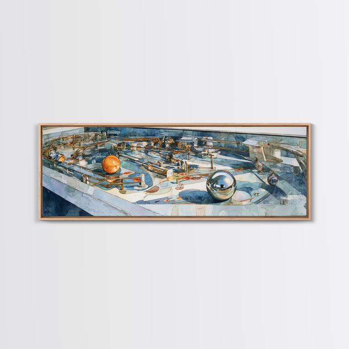 Pinball Silver Ball Canvas Print, Game Room Art, Playroom Wall Decor, Game Room Decor, Oil Painting, Play, Statement Artwork, GRA-3x1-61