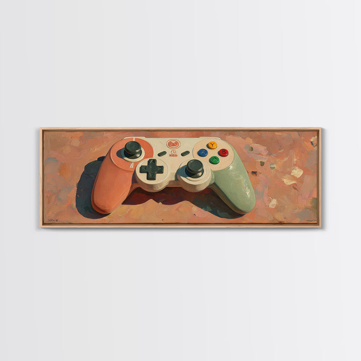 Old School Game Controller Canvas Print, Game Room Art, Art Print, Game Room Decor, Oil Painting, Play, Canvas Art, Black Art, GRA-3x1-70