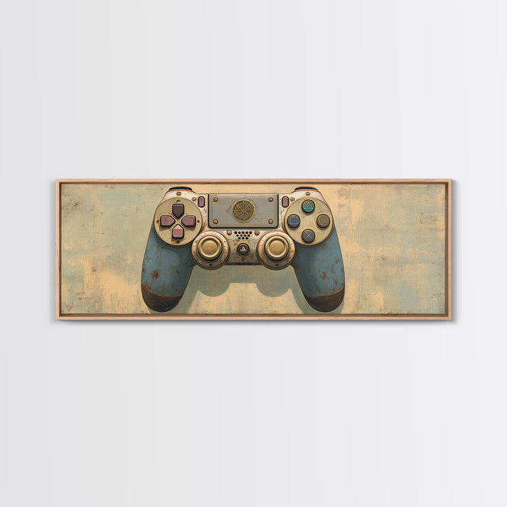 Old School Game Controller Canvas Print, Game Room Art, Trendy Wall Art, Game Room Decor, Watercolor Art, Play, GRA-3x1-94