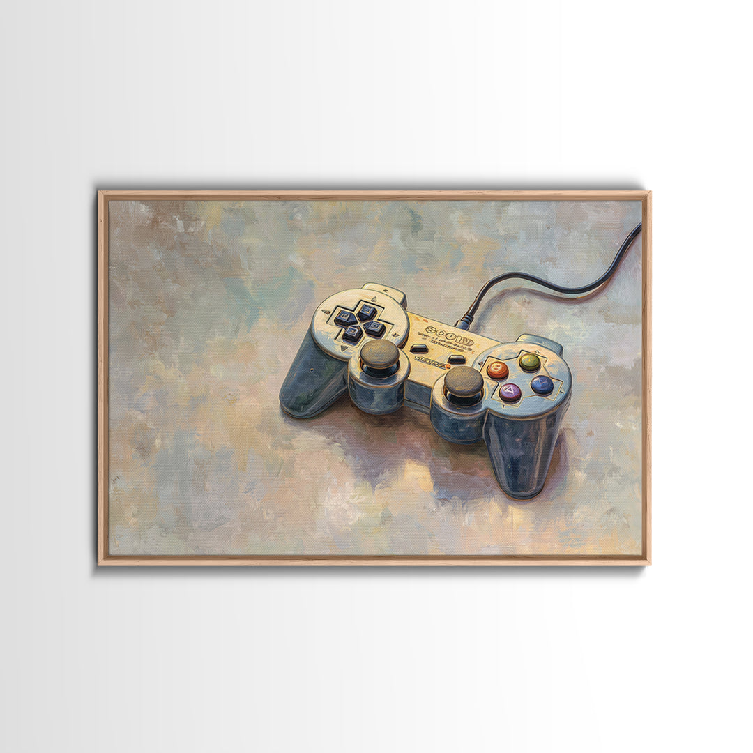 Old School Game Controller Framed Canvas Print, Game Room Art, Canvas Print, Game Room Decor, Fine Art, Play, Man Cave Decor, GRA-3x2-10