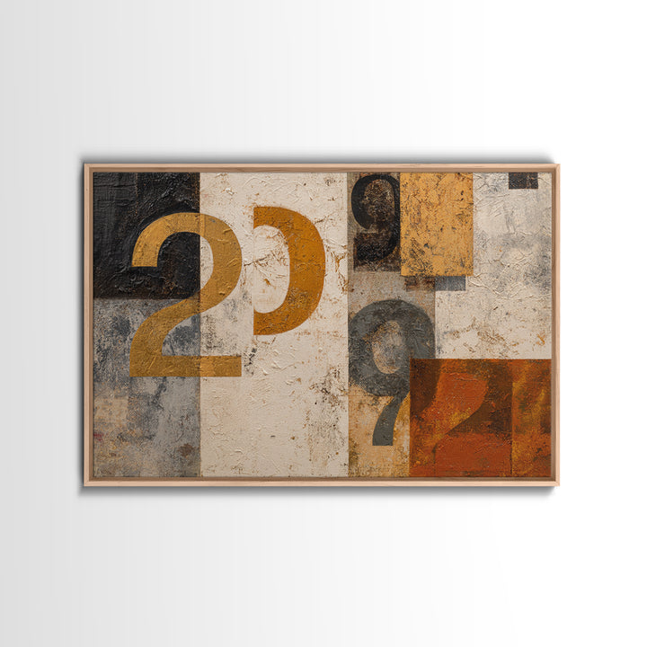 Scoreboard Numbers as Abstract Design Framed Canvas Print, Game Room Art, Modern Wall Art, Game Room Decor, Fine Art, Play, GRA-3x2-28