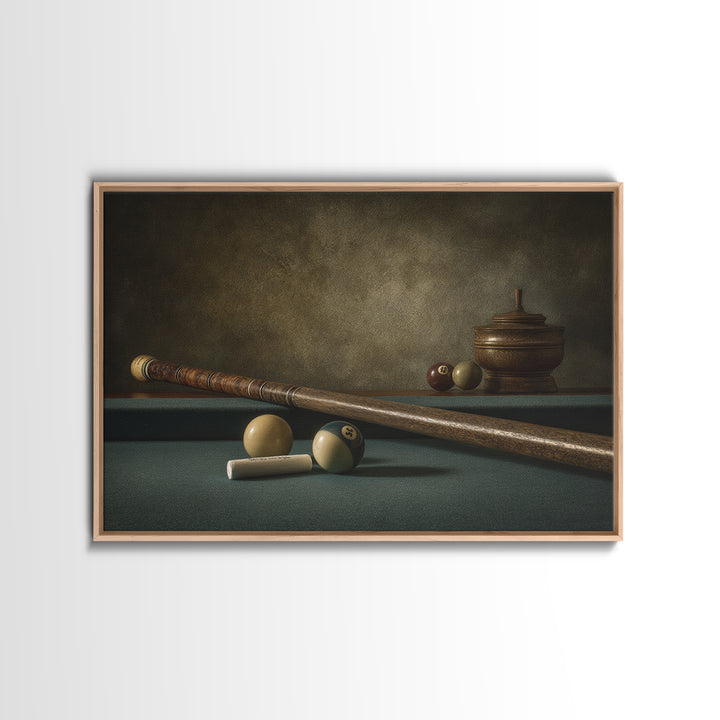 Pool Cue and Chalk on Green Felt Canvas Print, Game Room Art, Bedroom Wall Art, Game Room Decor, Fine Art, Play, Girly Wall Art, GRA-3x2-38