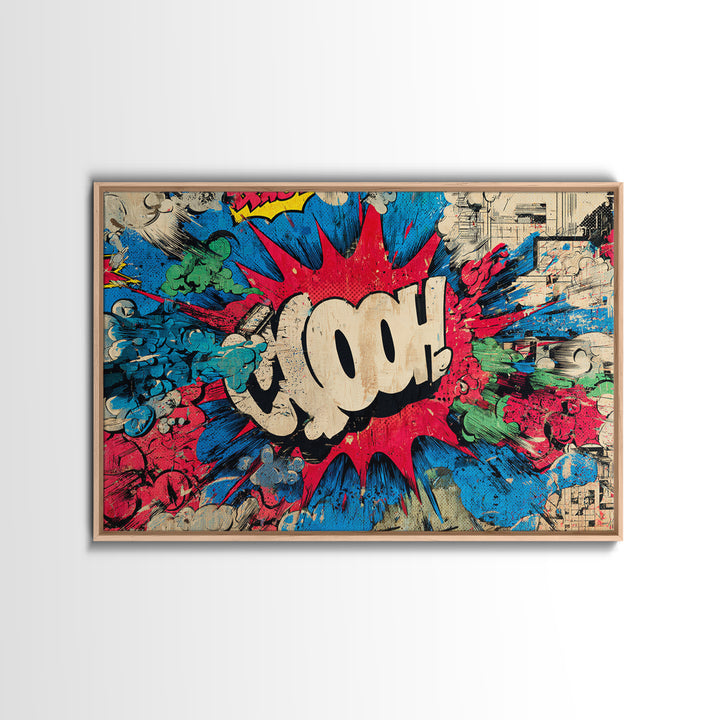 Comic Style Explosion with Game Icons Canvas Print, Game Room Art, Retro Art, Game Room Decor, Abstract Art, Play, GRA-3x2-43