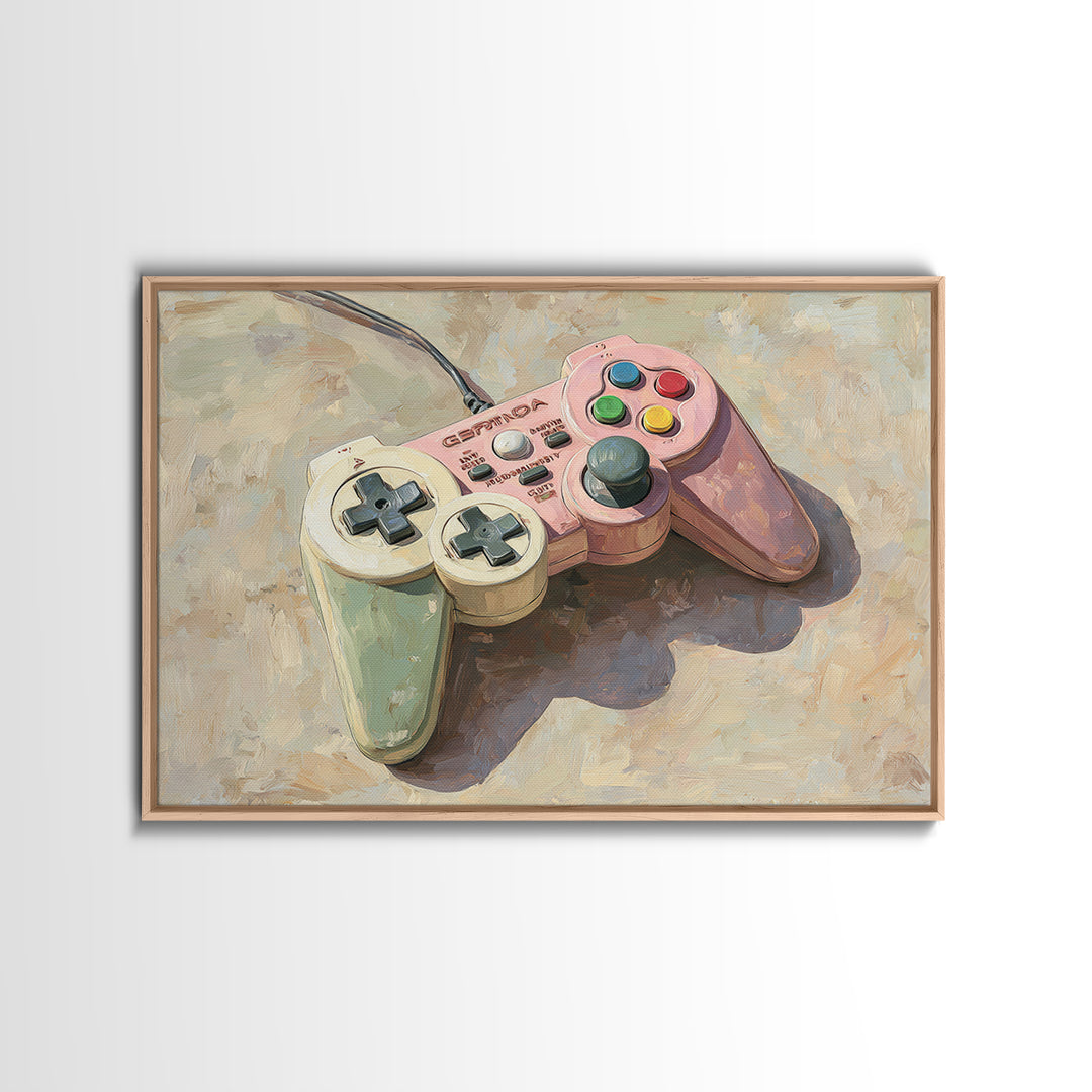 Old School Game Controller Canvas Print, Game Room Art, Trendy Wall Art, Game Room Decor, Watercolor Art, Play, GRA-3x2-58