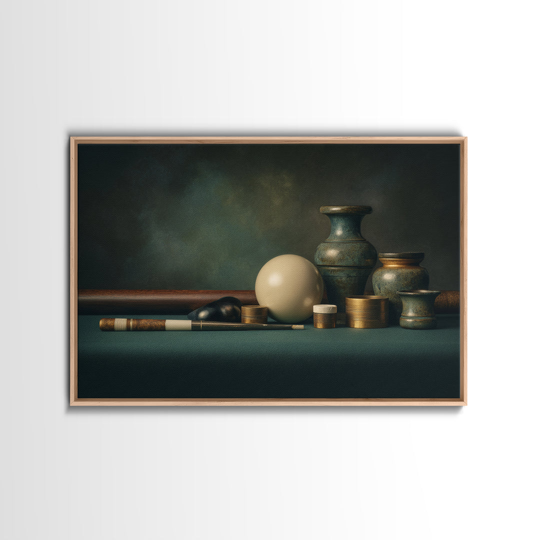 Pool Cue and Chalk on Green Felt Canvas Print, Game Room Art, Bedroom Wall Art, Game Room Decor, Fine Art, Play, Girly Wall Art, GRA-3x2-62
