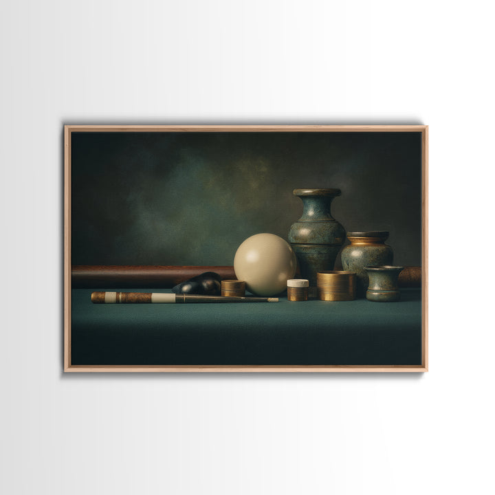 Pool Cue and Chalk on Green Felt Canvas Print, Game Room Art, Bedroom Wall Art, Game Room Decor, Fine Art, Play, Girly Wall Art, GRA-3x2-62