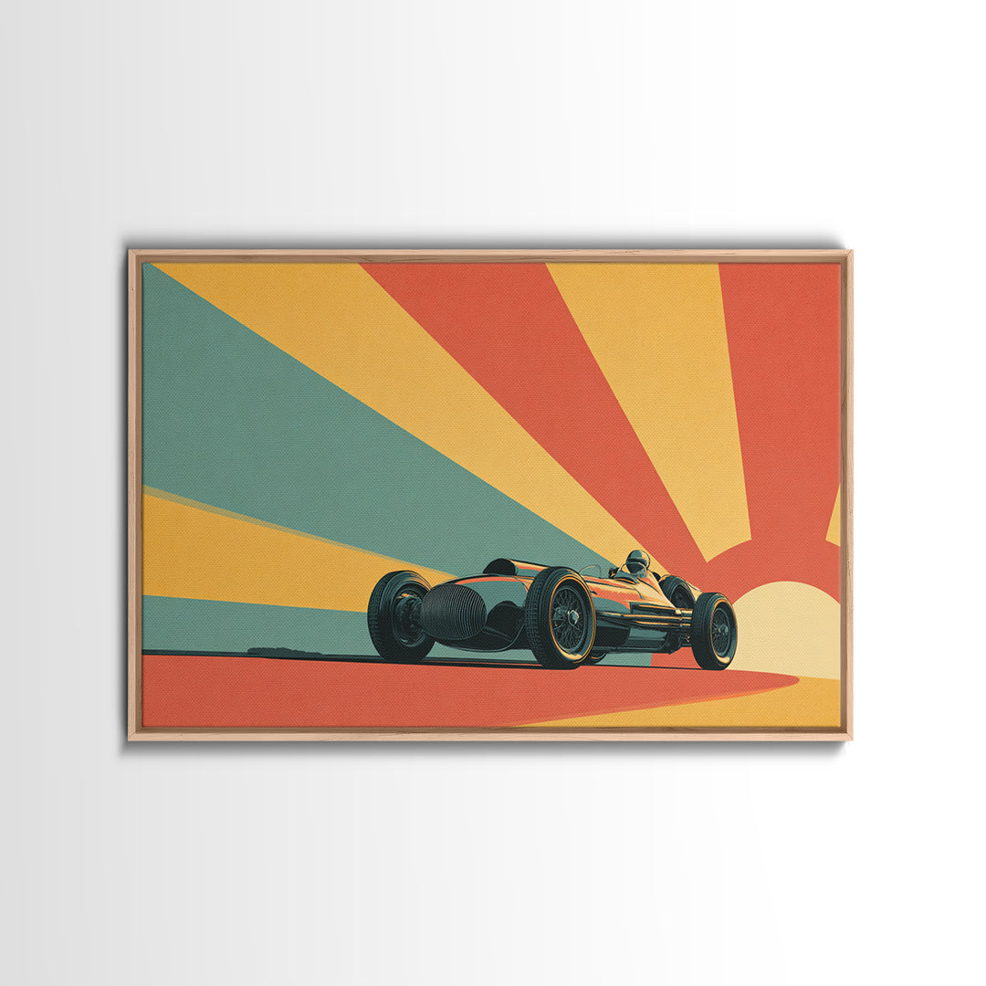 Retro Racing Car Game Poster Without Text Framed Canvas Print, Game Room Art, Gallery Decor, Game Room Decor, Fine Art, Play, GRA-3x2-64