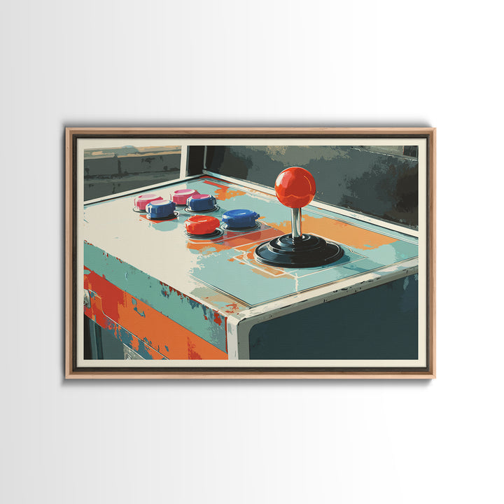 Retro Arcade Joystick Framed Canvas Print, Game Room Art, Gallery Decor, Game Room Decor, Fine Art, Play, Contemporary Art, GRA-3x2-77