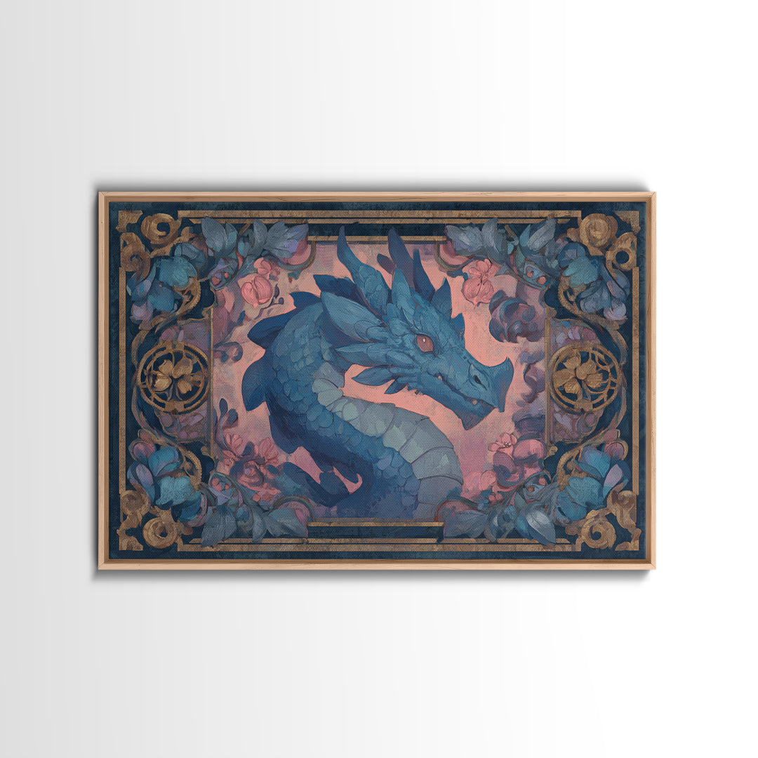 Fantasy Board Game Dragon Token Scene Framed Canvas Print, Game Room Art, Fine Art Print, Game Room Decor, Fine Art, Play, GRA-3x2-87