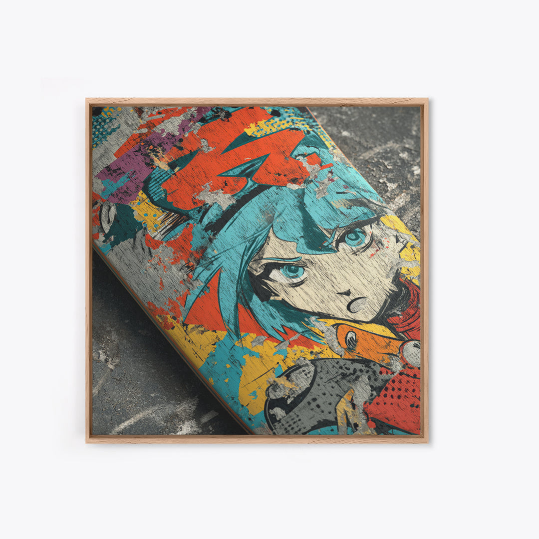 Skateboard Deck Graphic Framed Canvas Print, Graffiti Art, Large Wall Art, Living Room Decor, Fine Art, Street, Modern Wall Art, GRF-1x1-7