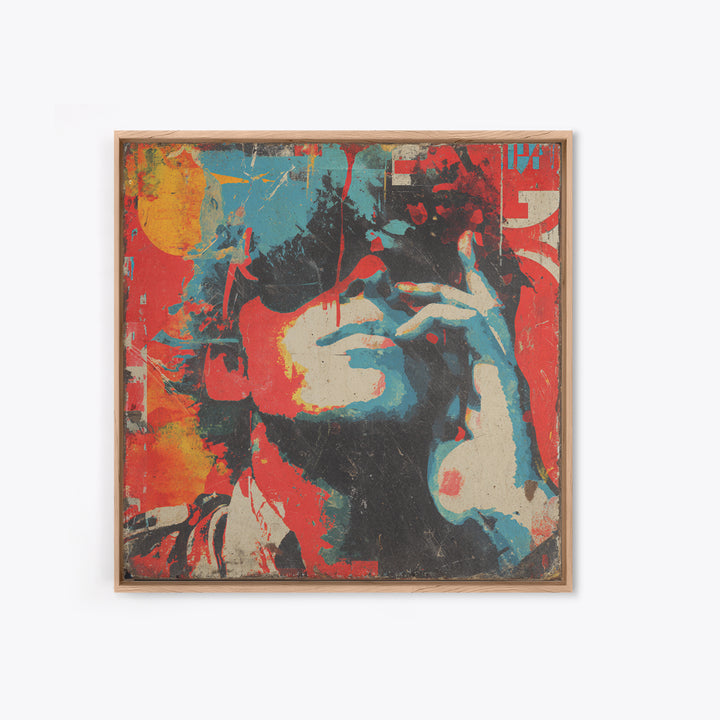 Masked Street Artist Silhouette Framed Canvas Print, Graffiti Art, Boho Wall Decor, Living Room Decor, Fine Art, Street, GRF-1x1-70