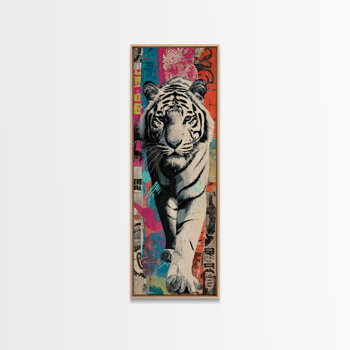 Urban Tiger Portrait Framed Canvas Print, Graffiti Art, Statement Artwork, Living Room Decor, Fine Art, Street, Wall Decor, GRF-1x3-87