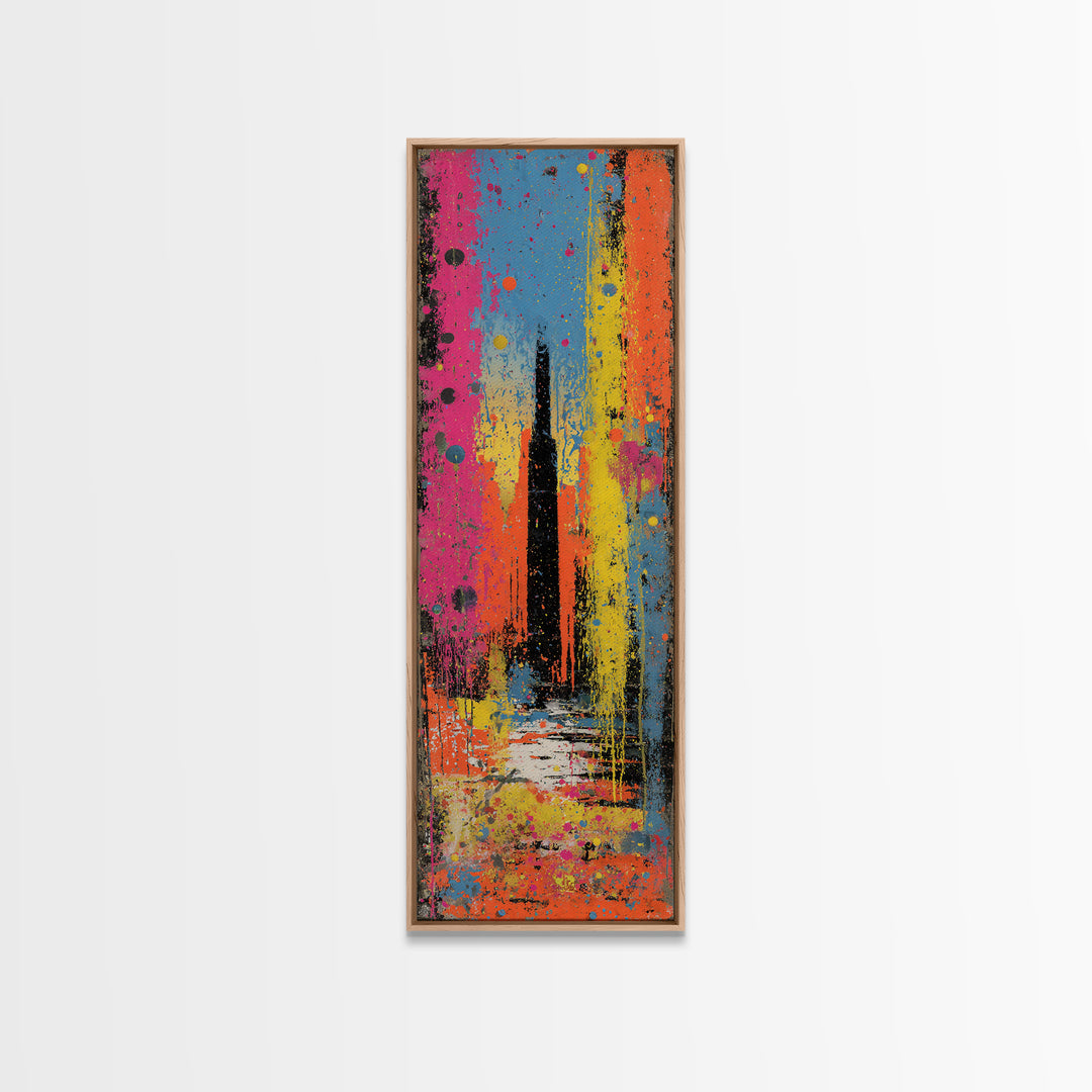 Paint Drips Forming a Skyline Silhouette Canvas Print, Graffiti Art, Boho Decor, Living Room Decor, Fine Art, Street, GRF-1x3-97