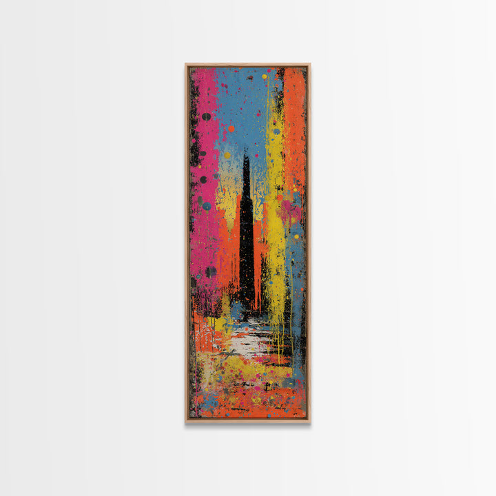Paint Drips Forming a Skyline Silhouette Canvas Print, Graffiti Art, Boho Decor, Living Room Decor, Fine Art, Street, GRF-1x3-97