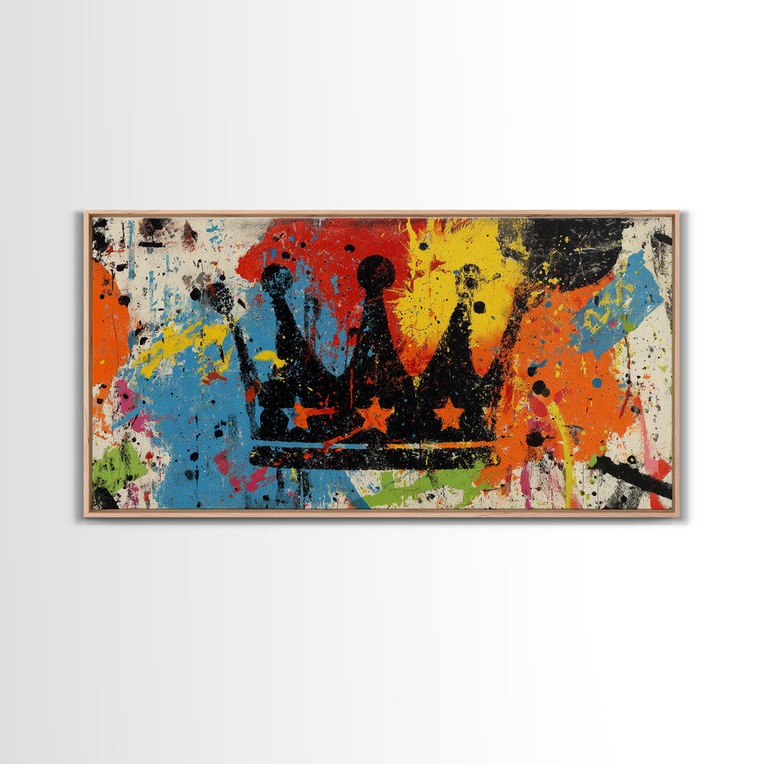 Abstract Crown and Stars Canvas Print, Graffiti Art, Prints, Living Room Decor, Fine Art, Street, Framed Art, Digital Print, GRF-2x1-39