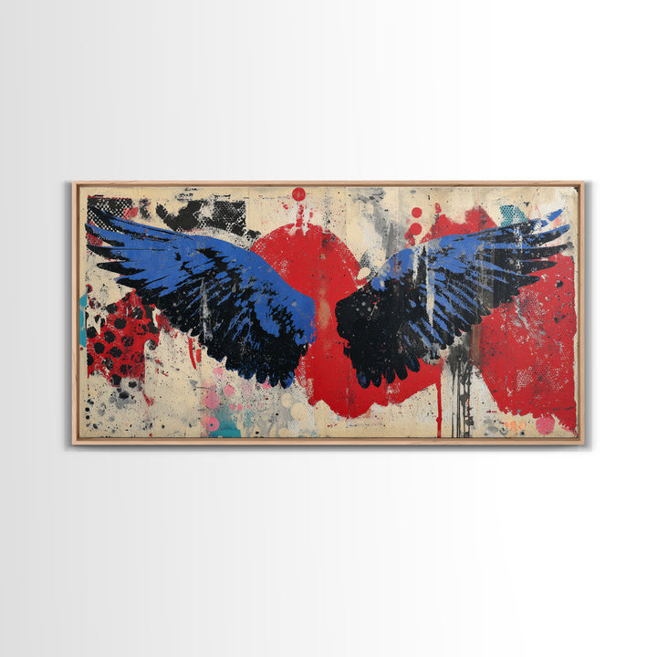 Spray Painted Angel Wings Canvas Print, Graffiti Art, Painting, Living Room Decor, Fine Art, Street, Canvas Art, Bedroom Decor, GRF-2x1-52