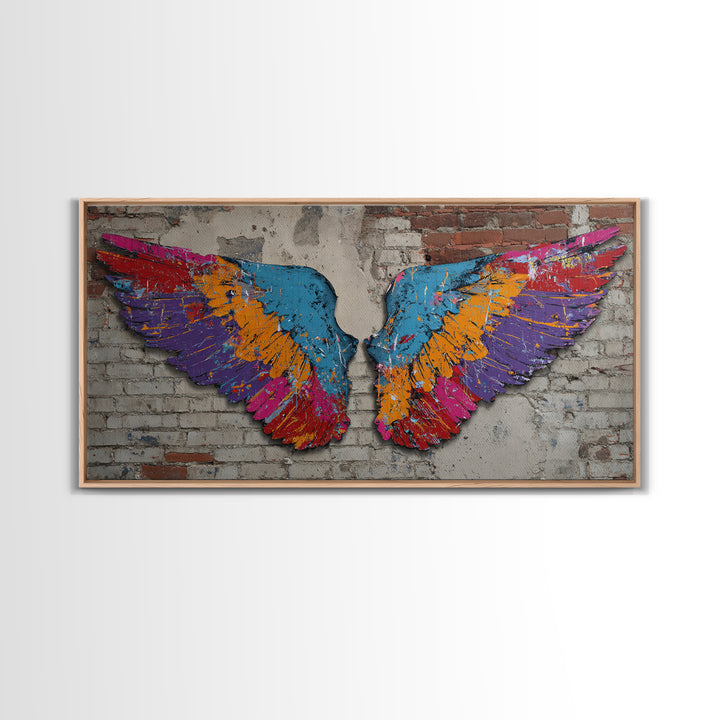 Spray Painted Angel Wings Canvas Print, Graffiti Art, Abstract Art, Living Room Decor, Fine Art, Street, Above Bed Decor, GRF-2x1-76