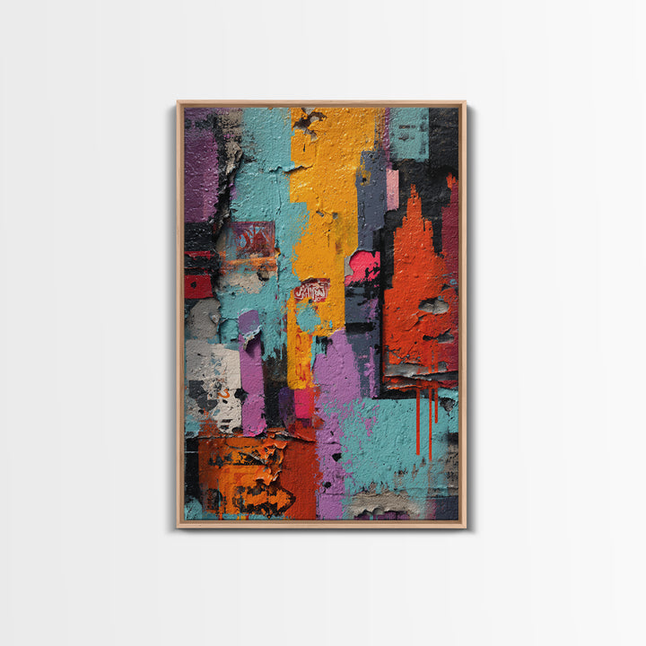Paint Drips Forming a Skyline Silhouette Canvas Print, Graffiti Art, Large Wall Art, Living Room Decor, Fine Art, Street, GRF-2x3-45