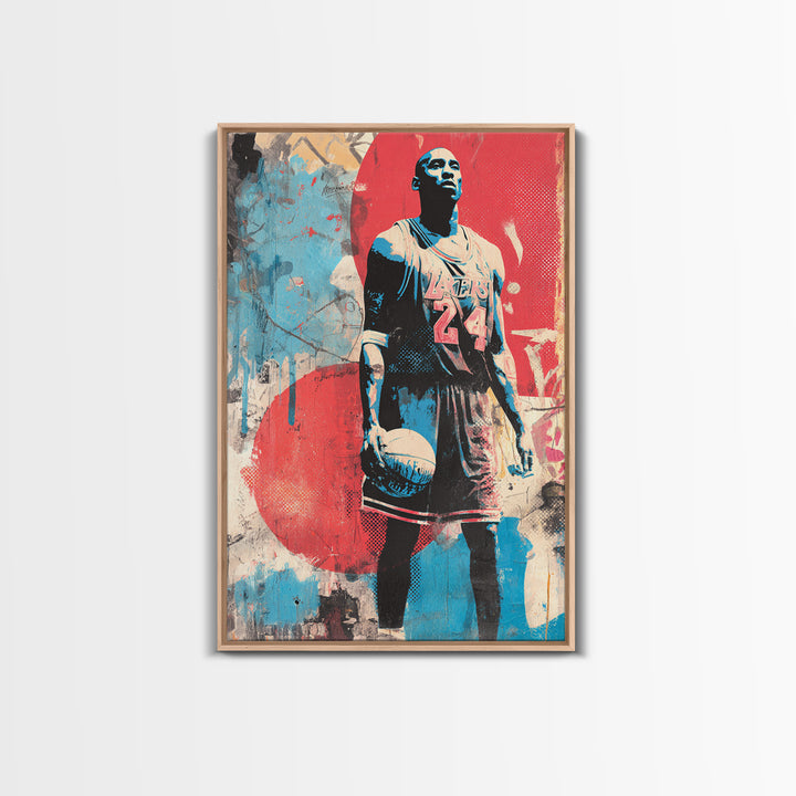 Basketball Player in Street Mural Energy Framed Canvas Print, Graffiti Art, Poster, Living Room Decor, Fine Art, Street, GRF-2x3-52