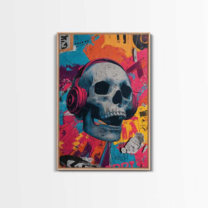 Skull and Headphones Mural Composition Canvas Print, Graffiti Art, Fine Art Print, Living Room Decor, Fine Art, Street, GRF-2x3-7