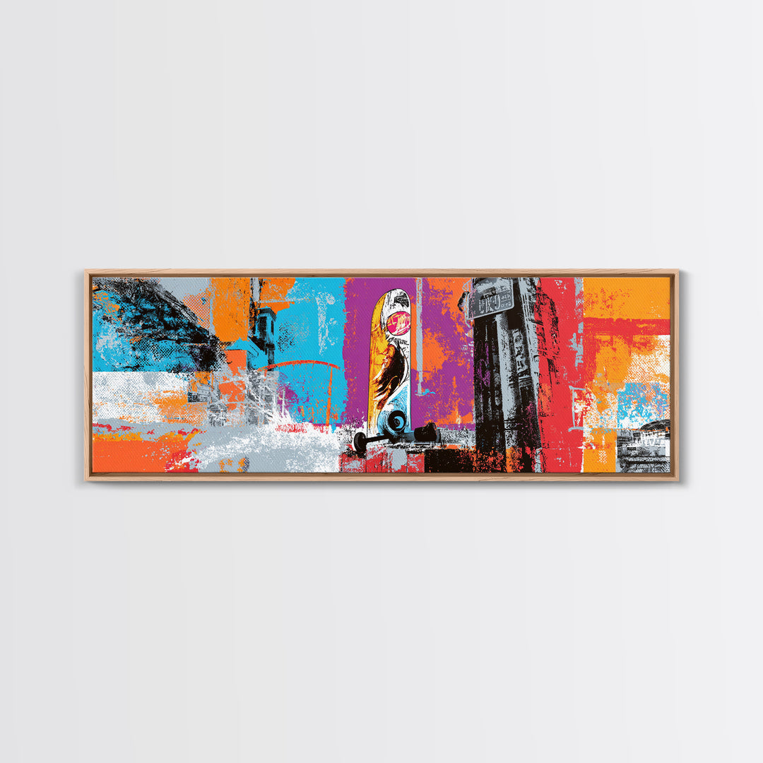 Bright Skateboard Ramp Color Fields Canvas Print, Graffiti Art, Digital Print, Living Room Decor, Abstract Art, Street, GRF-3x1-16