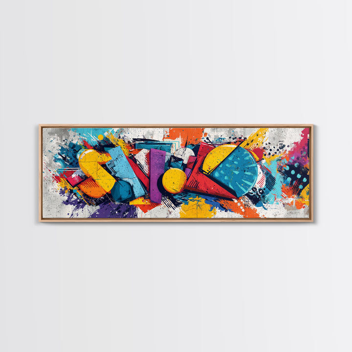 Wildstyle Arrows and Loops as Abstraction Framed Canvas Print, Graffiti Art, Statement Artwork, Living Room Decor, Abstract Art, GRF-3x1-7