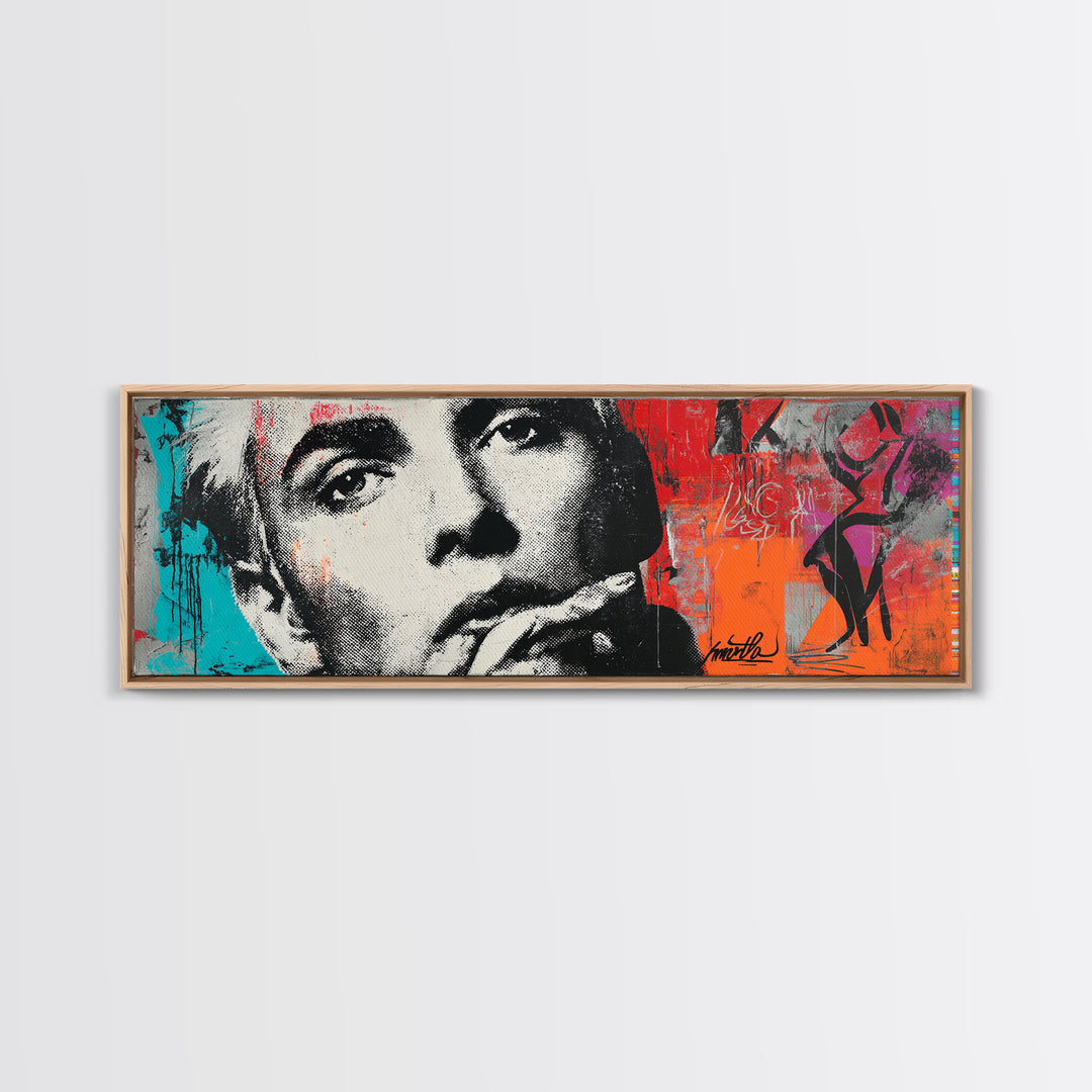 Stencil Portrait with Red and Black Contrast Canvas Print, Graffiti Art, Art, Living Room Decor, Street, Canvas Wall Art, GRF-3x1-76