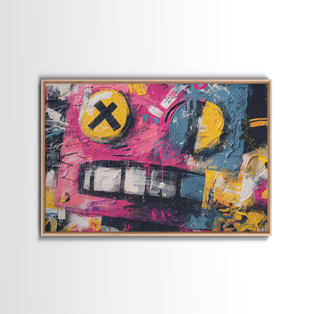 Cartoon Robot Character Canvas Print, Graffiti Art, Bedroom Decor, Living Room Decor, Fine Art, Street, Gallery Decor, GRF-3x2-38