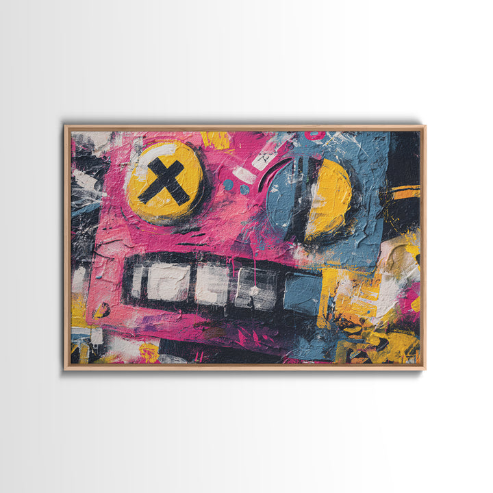 Cartoon Robot Character Canvas Print, Graffiti Art, Bedroom Decor, Living Room Decor, Fine Art, Street, Gallery Decor, GRF-3x2-38