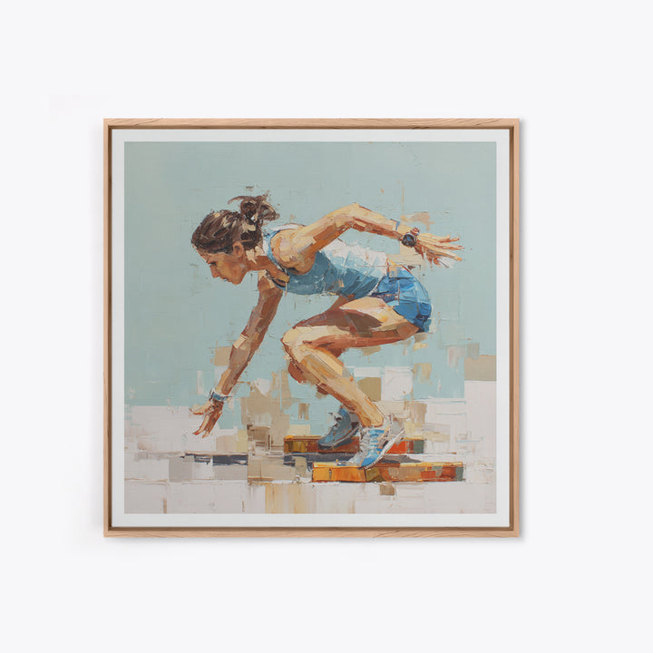 Sprinter Exploding from Starting Blocks Canvas Print, Gym Art, Motivational Poster, Gym Decor, Abstract Art, Strength, GYM-1x1-3