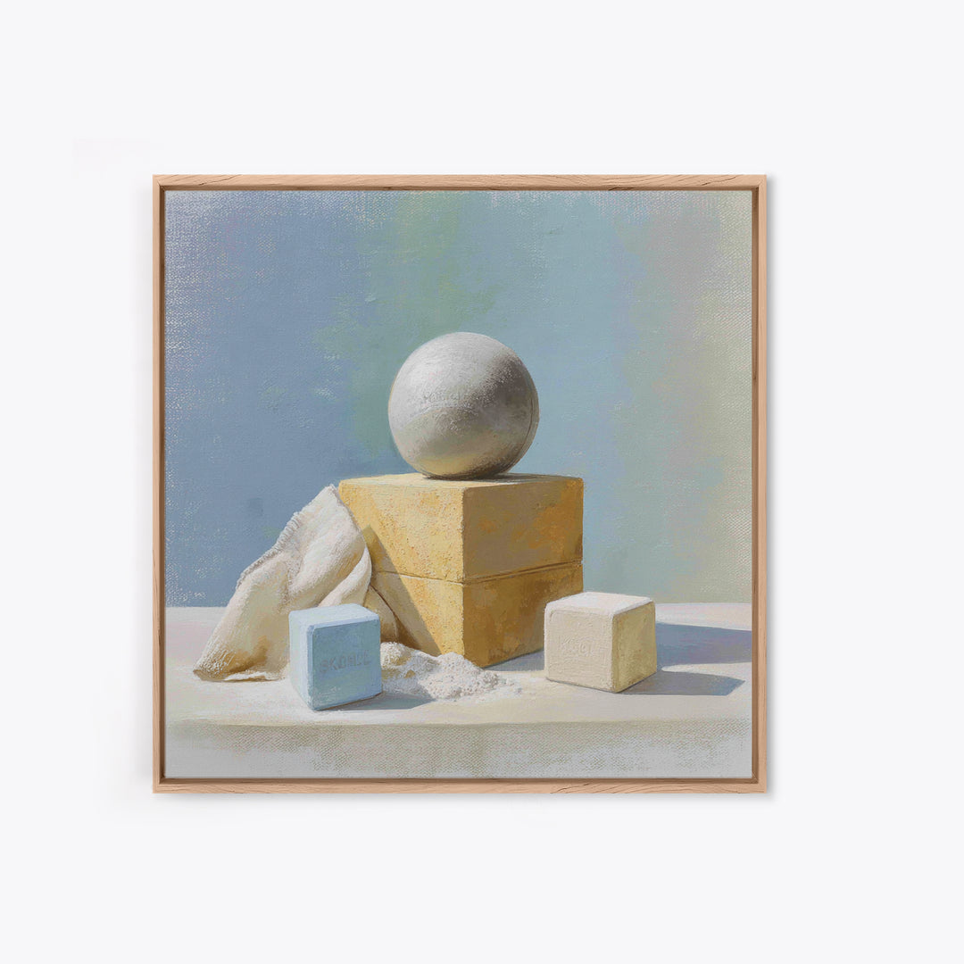 Medicine Ball and Chalk Still Life Framed Canvas Print, Gym Art, Framed Canvas, Gym Decor, Fine Art, Strength, GYM-1x1-71