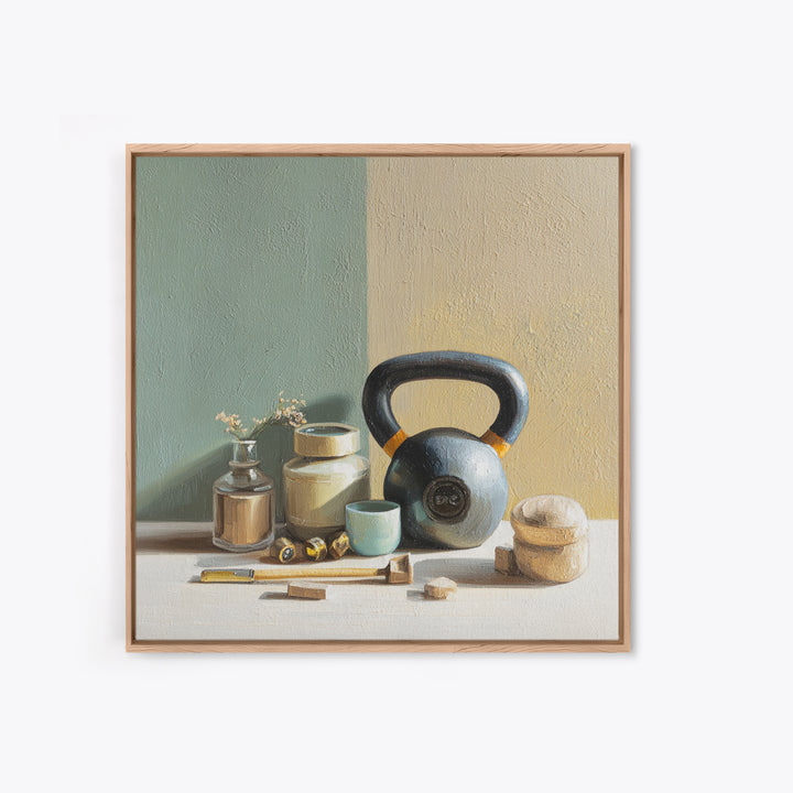 Kettlebell Still Life Canvas Print, Gym Art, Statement Artwork, Gym Decor, Fine Art, Strength, Canvas Wall Art, GYM-1x1-9