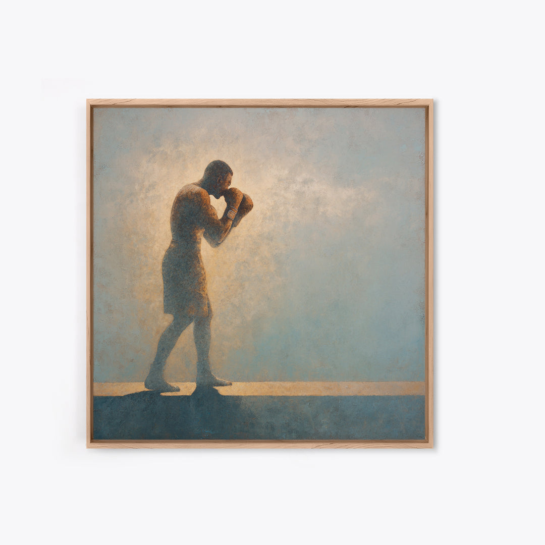Powerful Boxer Silhouette Canvas Print, Gym Art, Living Room Decor, Gym Decor, Oil Painting, Strength, Sports Poster, GYM-1x1-97