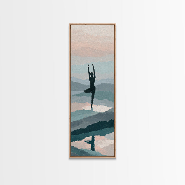 Runner on Mountain Ridge at Sunrise Framed Canvas Print, Gym Art, Home Gym Decor, Gym Decor, Fine Art, Strength, Art Print, GYM-1x3-96