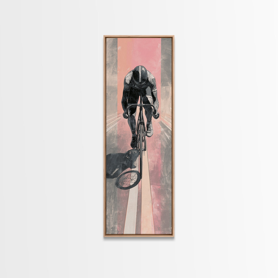 Cyclist Racing Through Neon Speed Lines Canvas Print, Gym Art, Room Decor, Gym Decor, Abstract Art, Strength, Bar Art, GYM-1x3-98