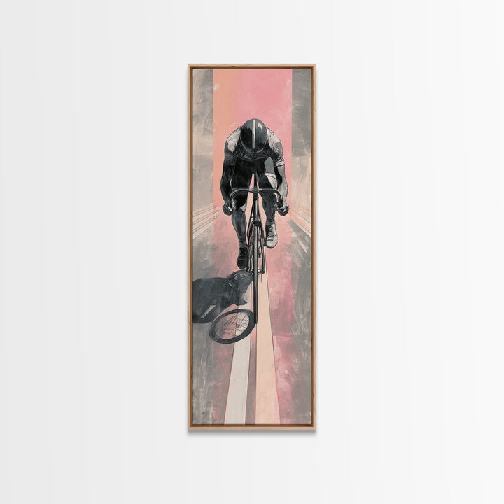 Cyclist Racing Through Neon Speed Lines Canvas Print, Gym Art, Room Decor, Gym Decor, Abstract Art, Strength, Bar Art, GYM-1x3-98