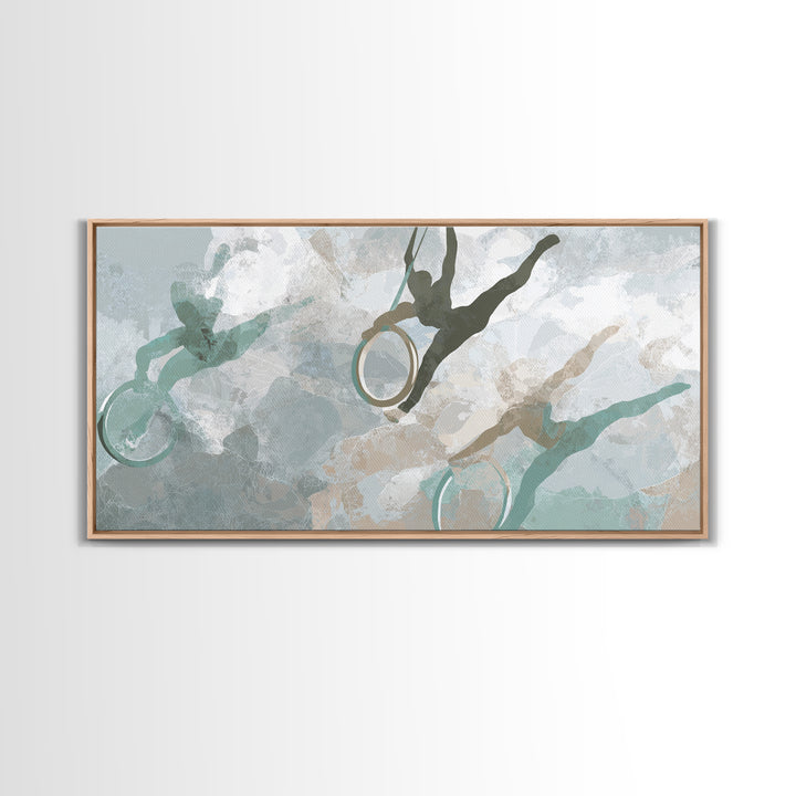 Gymnast Rings Athlete Framed Canvas Print, Gym Art, Bodybuilding Poster, Gym Decor, Fine Art, Strength, Modern Decor, GYM-2x1-11