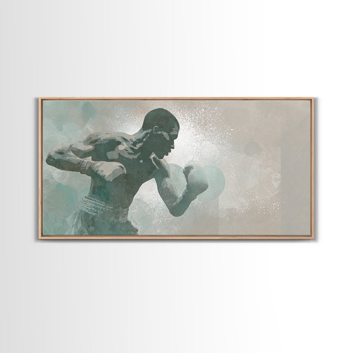 Powerful Boxer Silhouette Canvas Print, Gym Art, Living Room Decor, Gym Decor, Oil Painting, Strength, Sports Poster, GYM-2x1-21