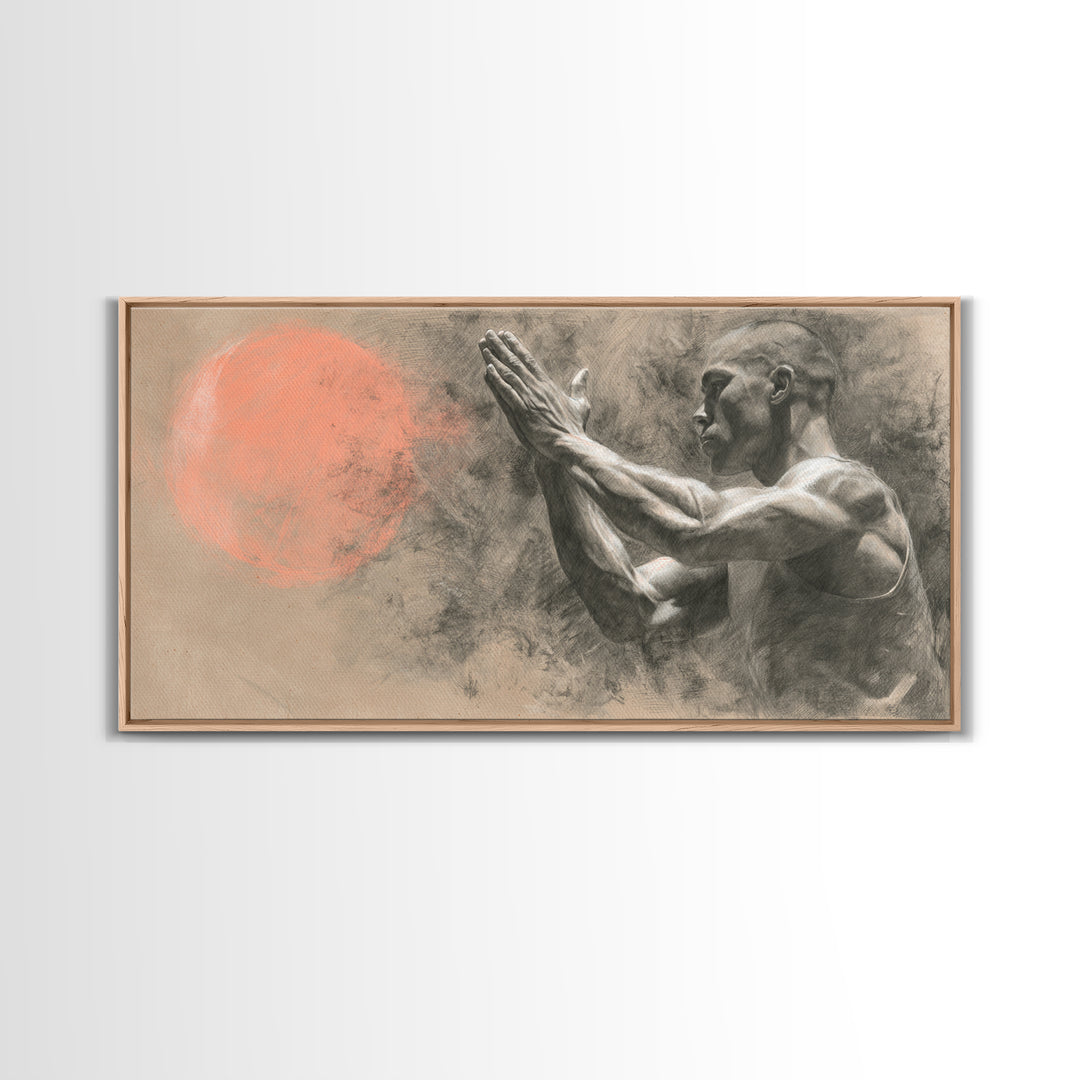 Bodybuilder Pose Rendered Canvas Print, Gym Art, Print, Gym Decor, Fine Art, Strength, Wall Decoration, Sports Decor, GYM-2x1-48