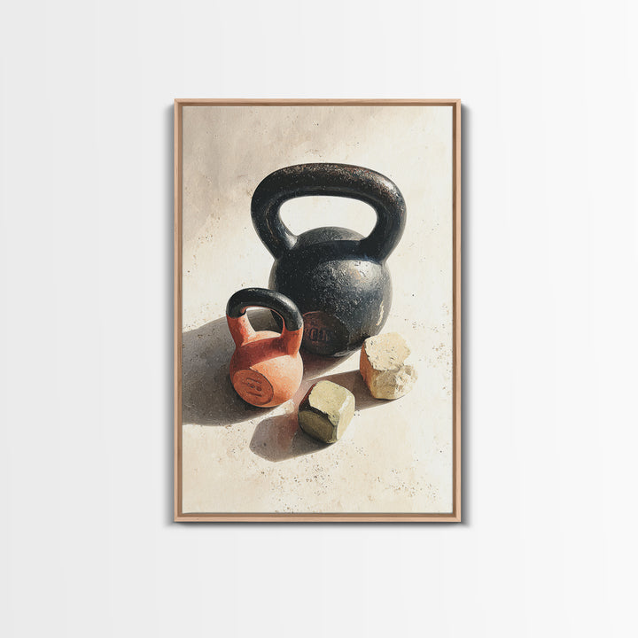 Kettlebell Still Life Framed Canvas Print, Gym Art, Motivational Poster, Gym Decor, Abstract Art, Strength, Motivational Art, GYM-2x3-17