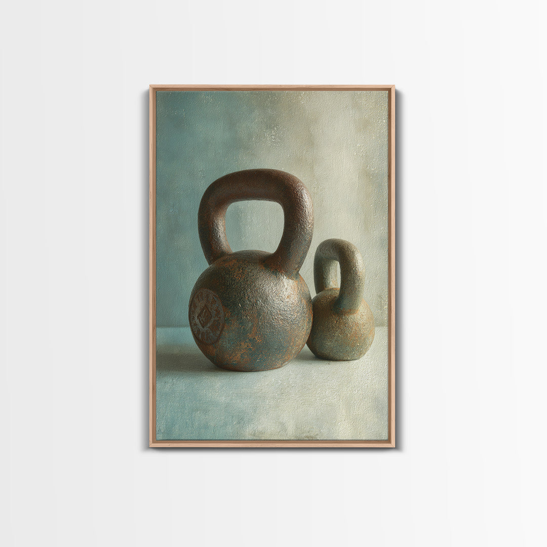 Kettlebell Still Life Framed Canvas Print, Gym Art, Motivational Poster, Gym Decor, Abstract Art, Strength, Motivational Art, GYM-2x3-41